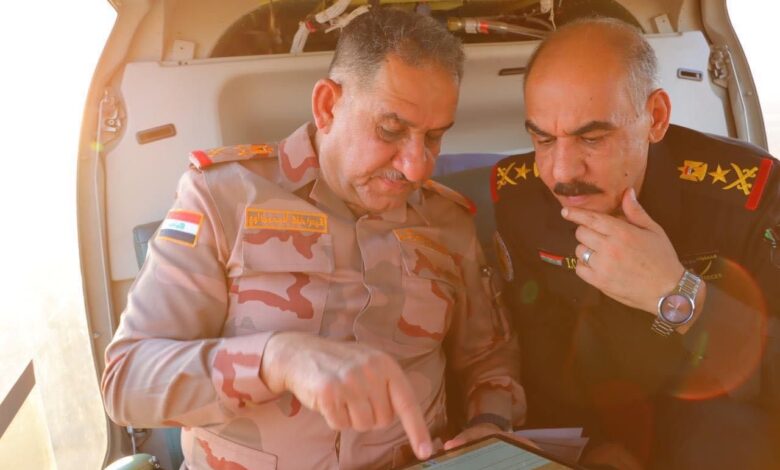 بالصور نائب قائد العمليات المشتركة يشرف ميدانياً على عملية وثبة الأسود في صحراء الأنبار
