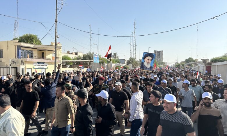 انطلاق تظاهرة في كربلاء دعماً للسيد السيستاني وتضامناً مع غزة ولبنان