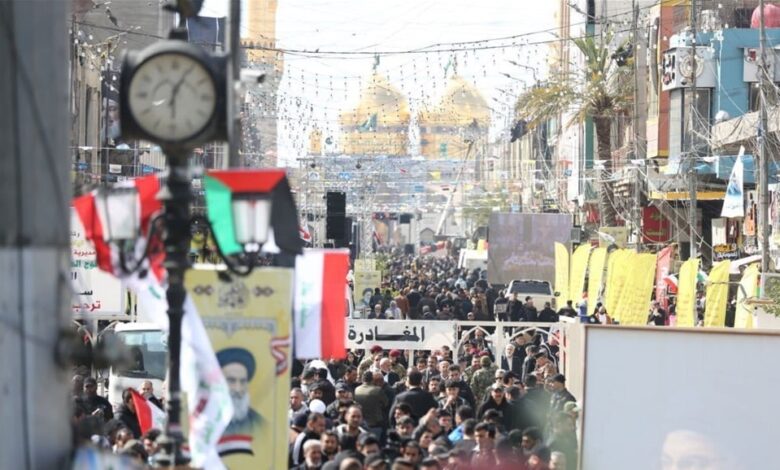 انطلاق التشييع الرمزي للسيدين الشهيدين نصر الله وصفي الدين في الكاظمية
